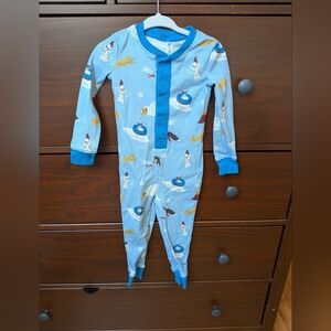 LL Bean Long Johns Sz 2T Blue With Igloos And Tubing Dogs